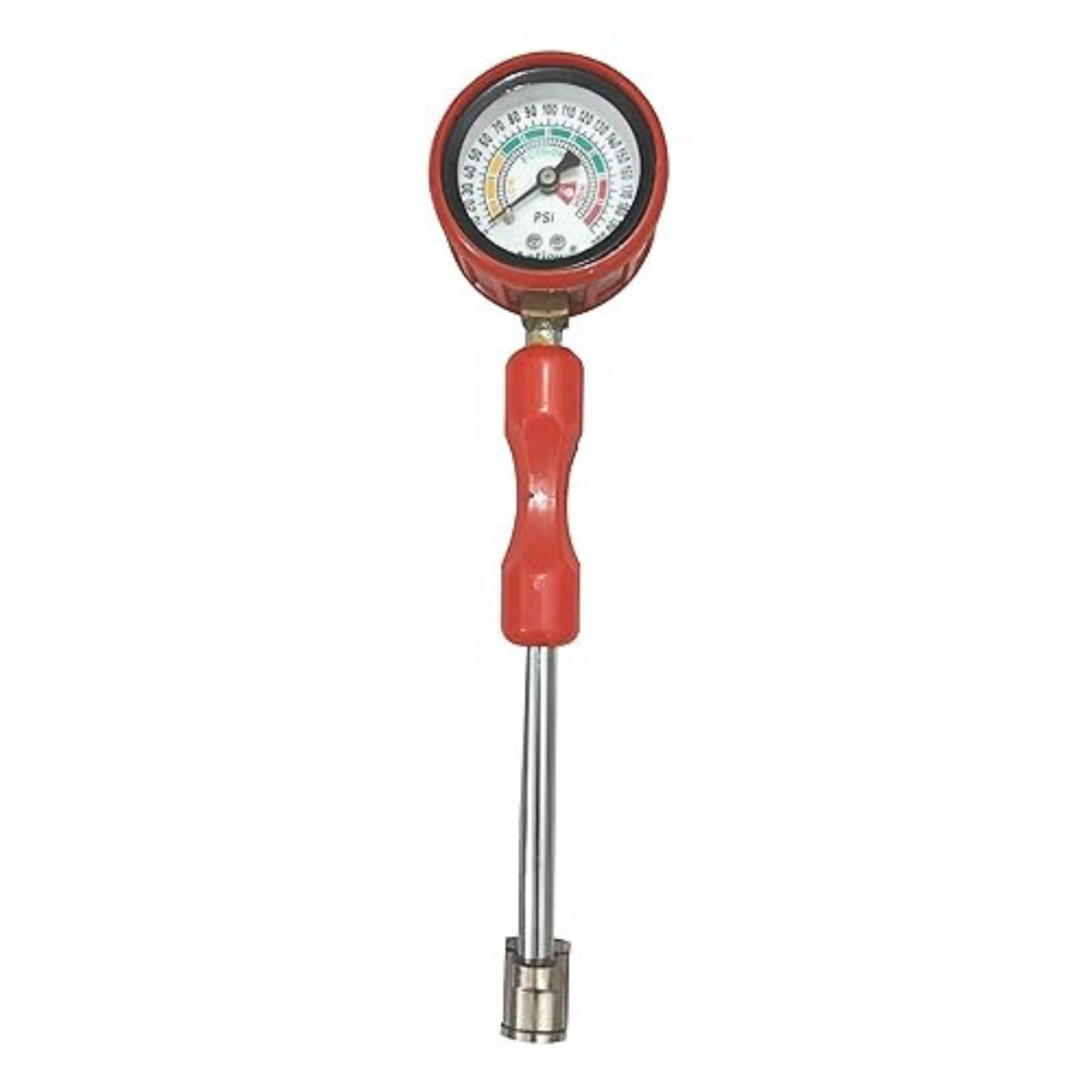 Heavy Duty Premium Tire Pressure Rod Gauge 0-200 PSI with Red Protective Cover