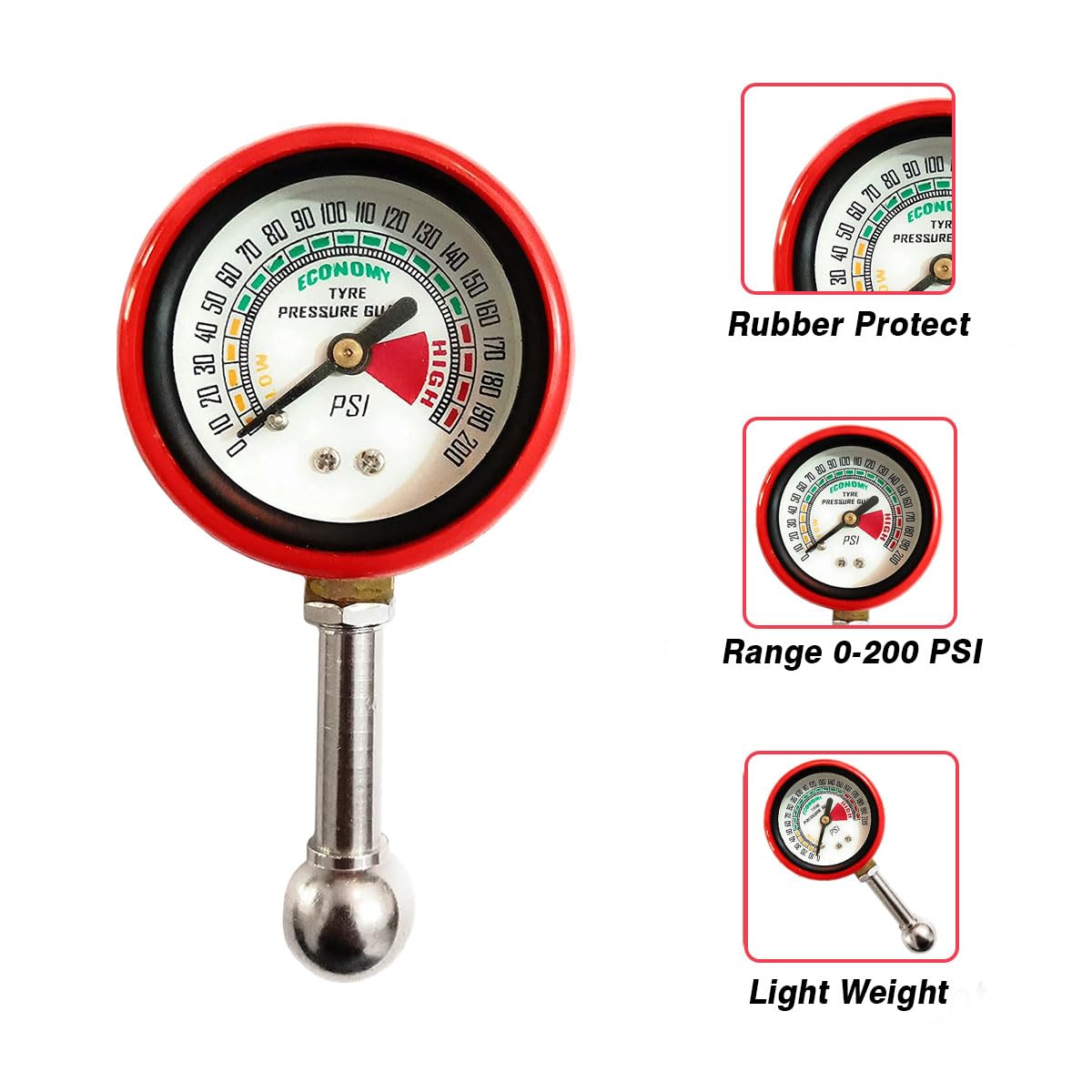 Tire Pressure Gauge TTC (Small Gauge) with Rubber Hose – 150 PSI