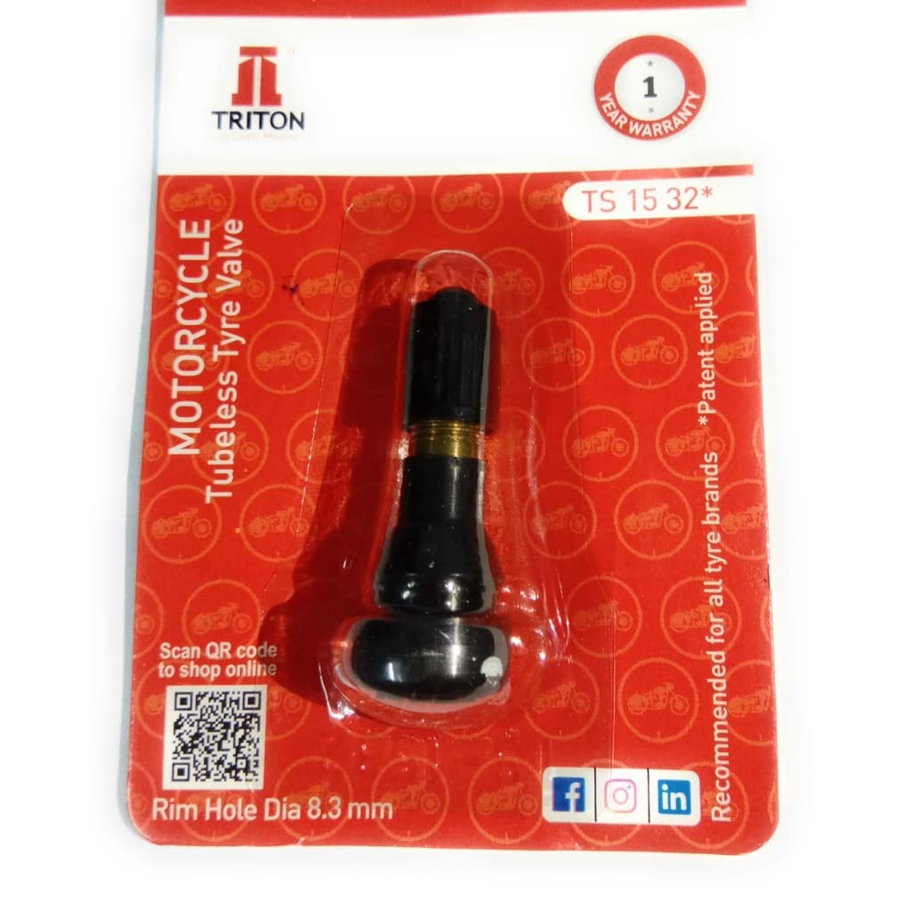 TS 15 32 Rubber Covered Tubeless Snap-In Motorcycle Valve with TR C1 Short Type-CL Cap (Pack of 100)