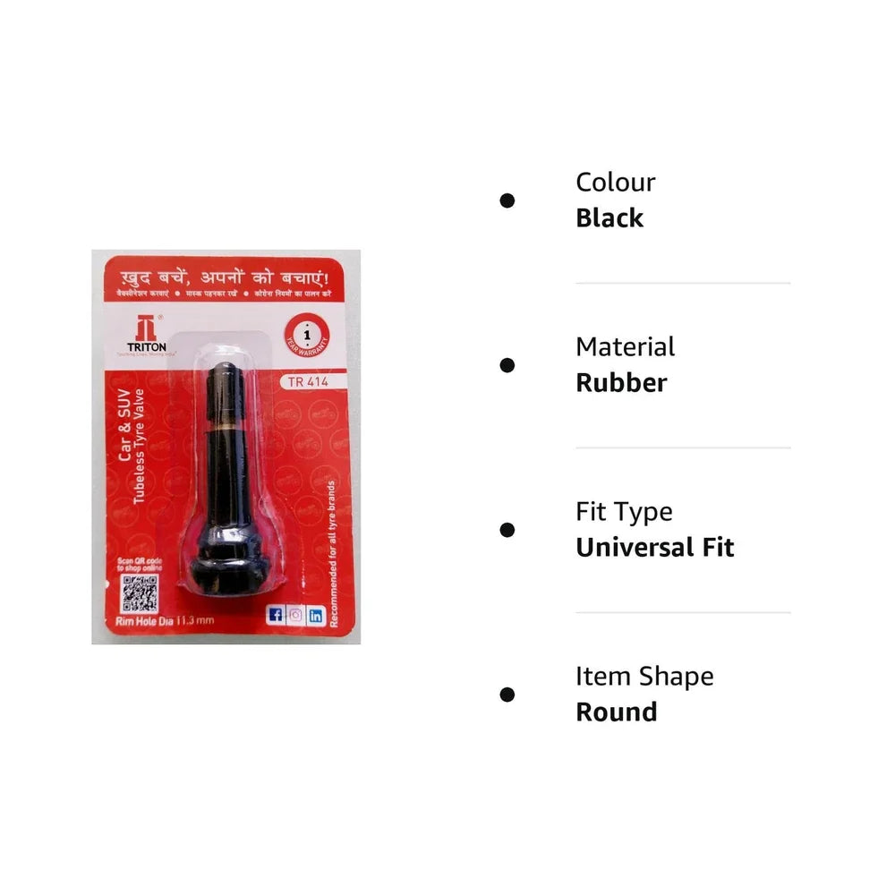 Triton TR414 Tubeless Valves for Car Tyres (Pack of 100)